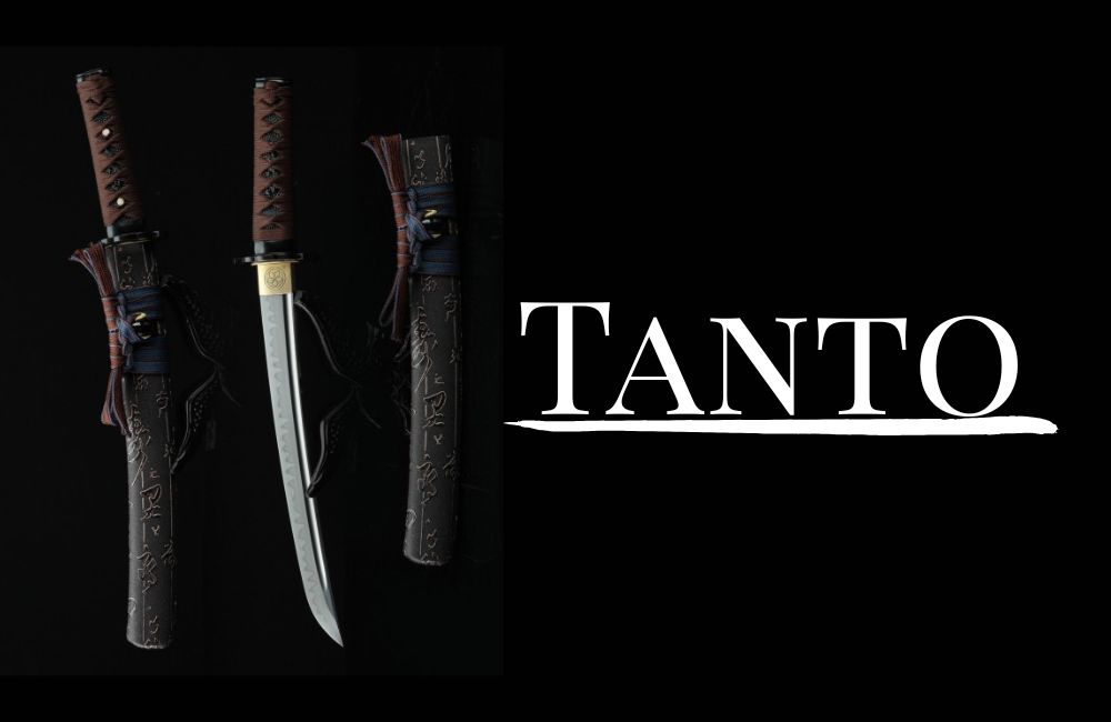 An image that serves as button for Tanto product. This image shows a black tanto with hilt.